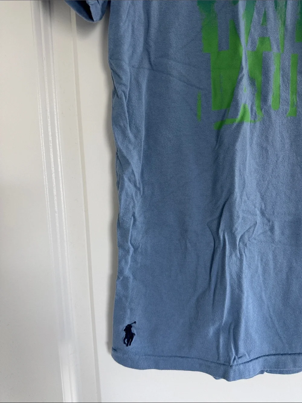 GU Polo Ralph Lauren Green & Blue Fade Logo Short Sleeve Shirt S